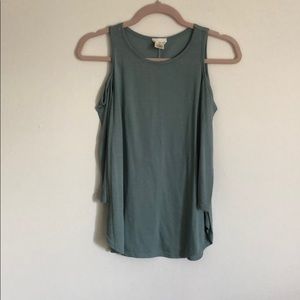 Green cold shoulder top